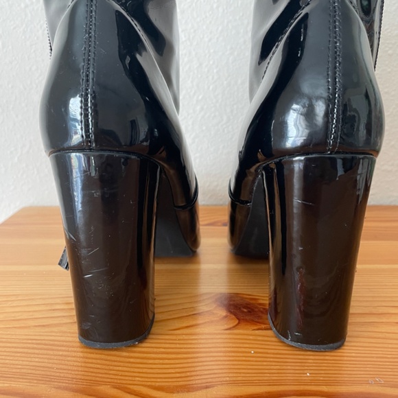 Black Patent Ankle Heel Boots - Picture 5 of 7